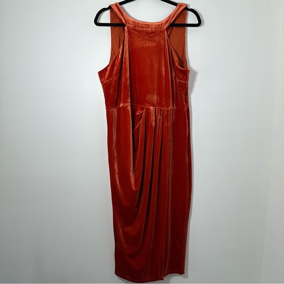 Grace Karin Women's Burnt Orange Velvet Midi Sleeveless Dress Size 2X NEW - Picture 1 of 6